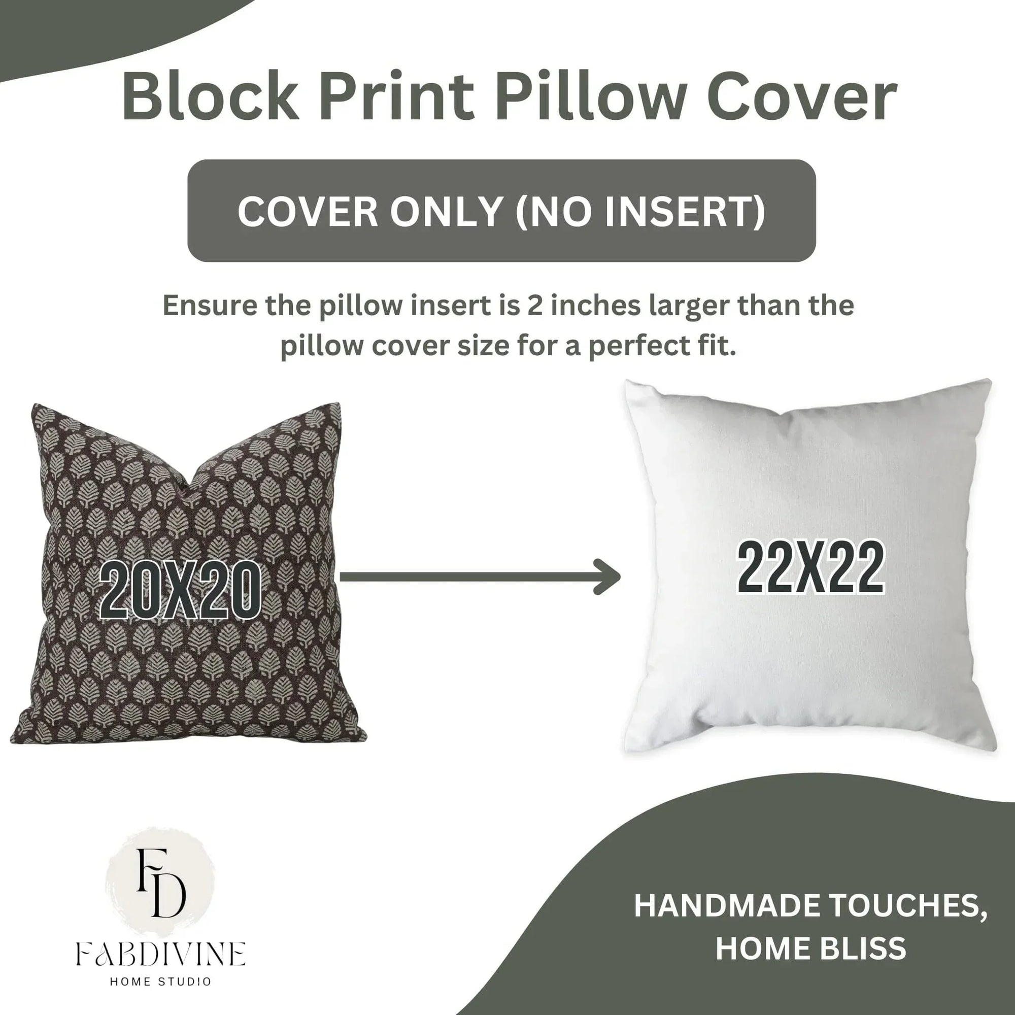 Block print pillow cover with dimensions by fabdivine
