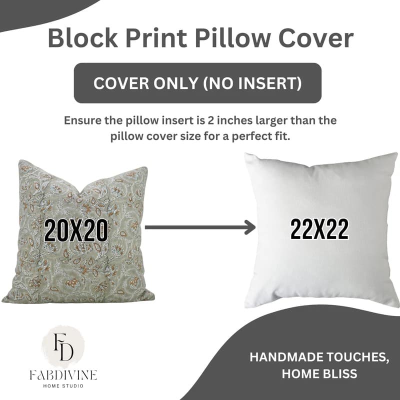 Designer block print pillow cover, colorful and stylish