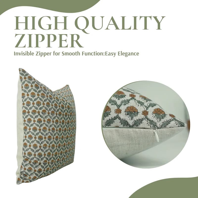 Indian Brown Floral Linen Cushion Cover || Shehnaaz