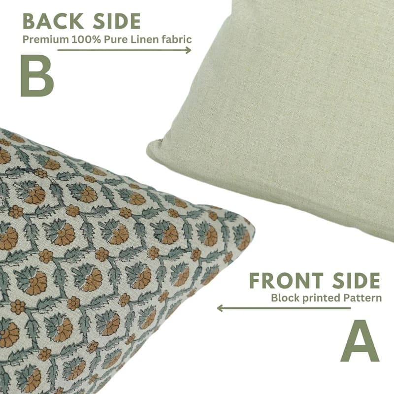 Indian Brown Floral Linen Cushion Cover || Shehnaaz