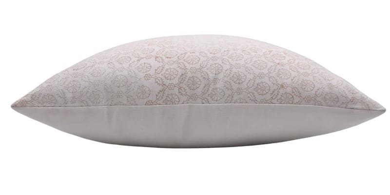 Block Print Brown Floral Pillow Cover - Shehnaaz