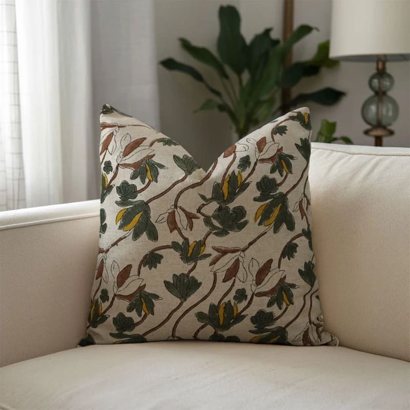 Neutral linen throw pillow cover