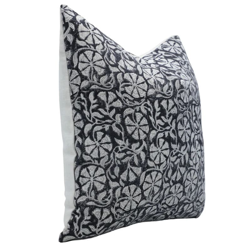 Decorative pillow with black and white pattern on a white background

