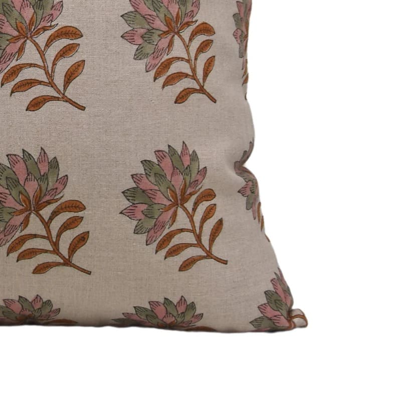 Handmade Linen Pillow Cover || Summer Flower