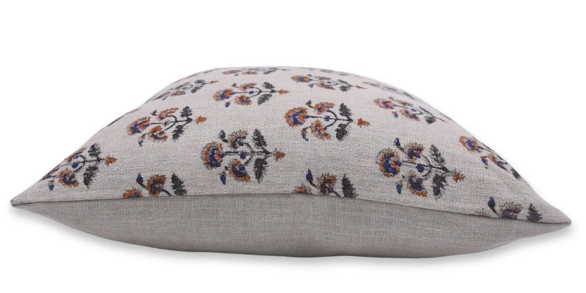 Orange Floral Linen Throw Cover - Traffic Light