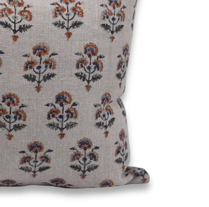 Orange Floral Linen Throw Cover - Traffic Light