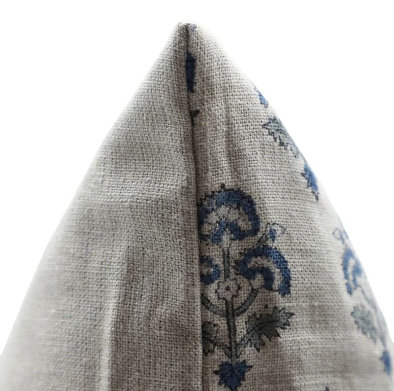 Textured fabric triangle with floral pattern on a white background

