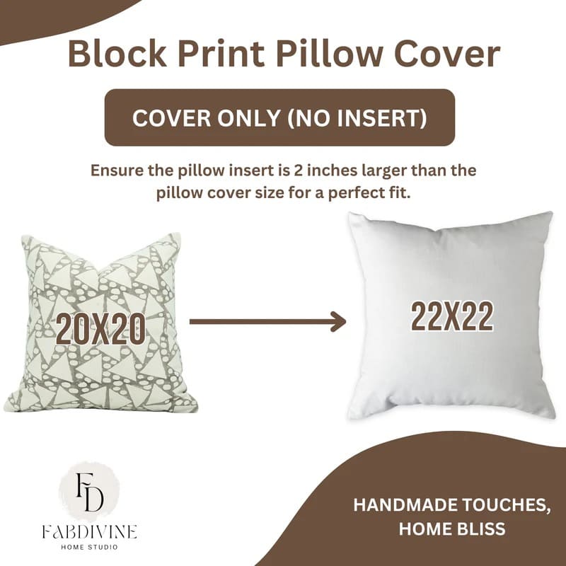 Unique block print pillow cover, perfect for gifting