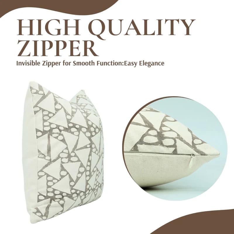 Block Printed Green Floral Pillow Cover - Triangle