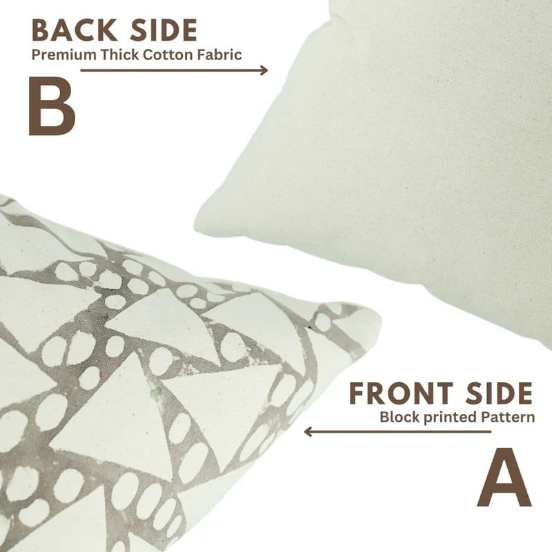 Block Printed Green Floral Pillow Cover - Triangle
