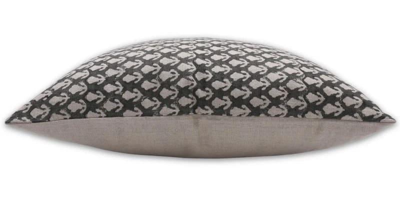 Handmade Gray Floral Linen Pillow Cover - Trishul