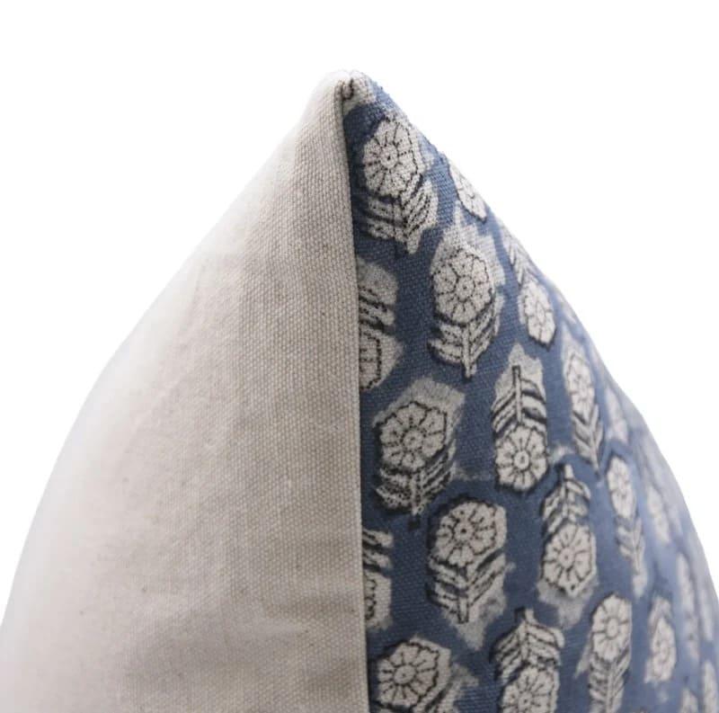 Handmade Blue Floral Tulsi Buti Cushion Cover