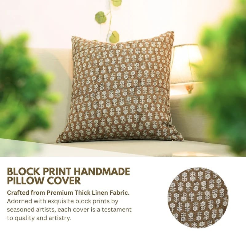 Indian Printed Floral Pillow Cover - Tulsi Buti