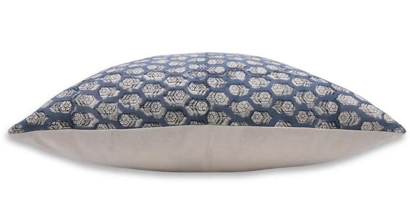 Handmade Blue Floral Tulsi Buti Cushion Cover