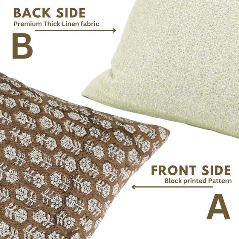 Indian Printed Floral Pillow Cover - Tulsi Buti