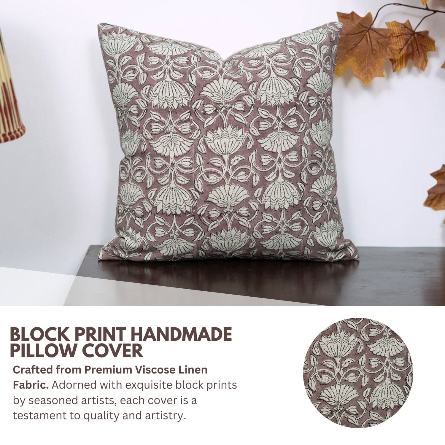 HAND PRINT linen cushion cover with timeless Indian designs