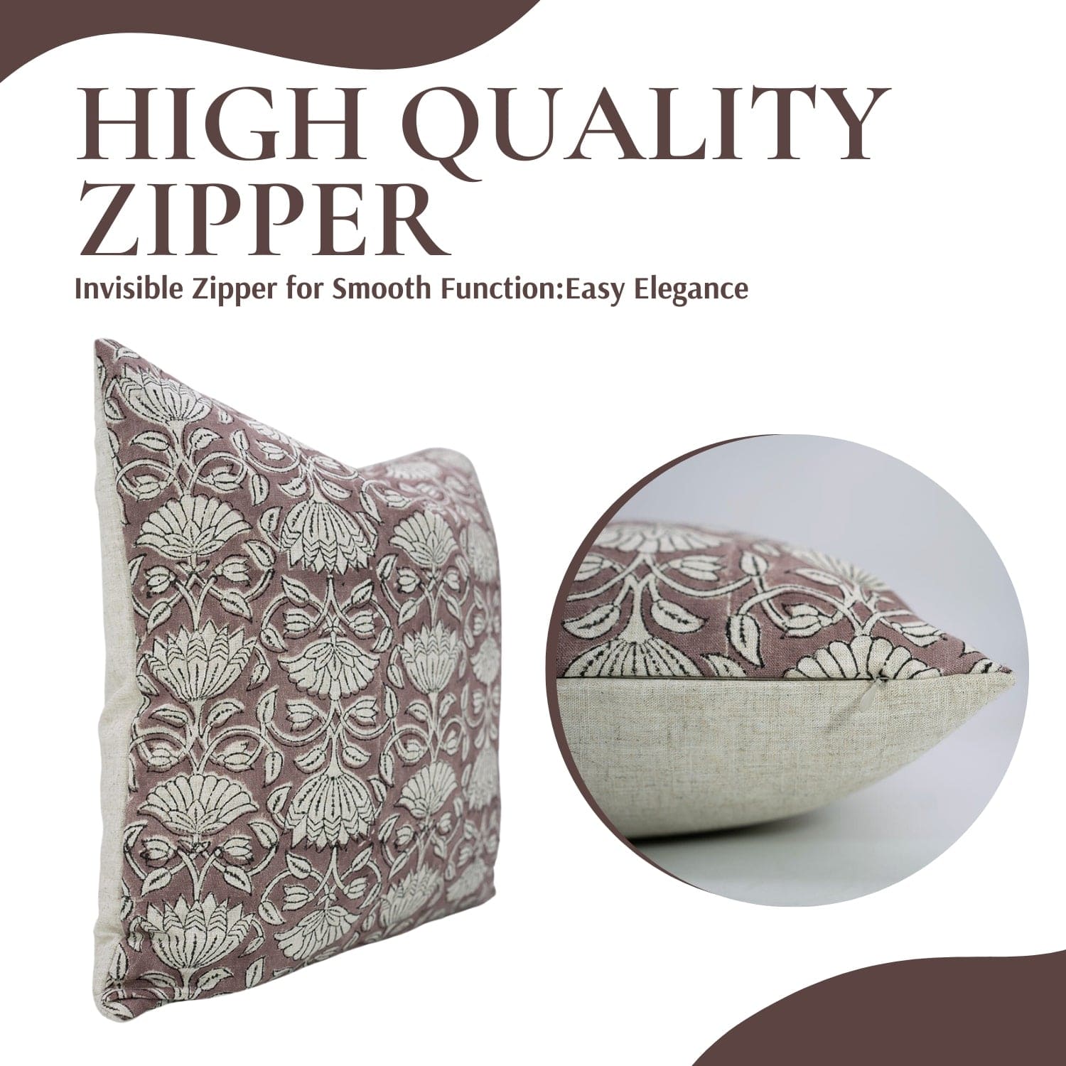 Black Floral Viscose Linen Cushion Cover - Ulta Kamal