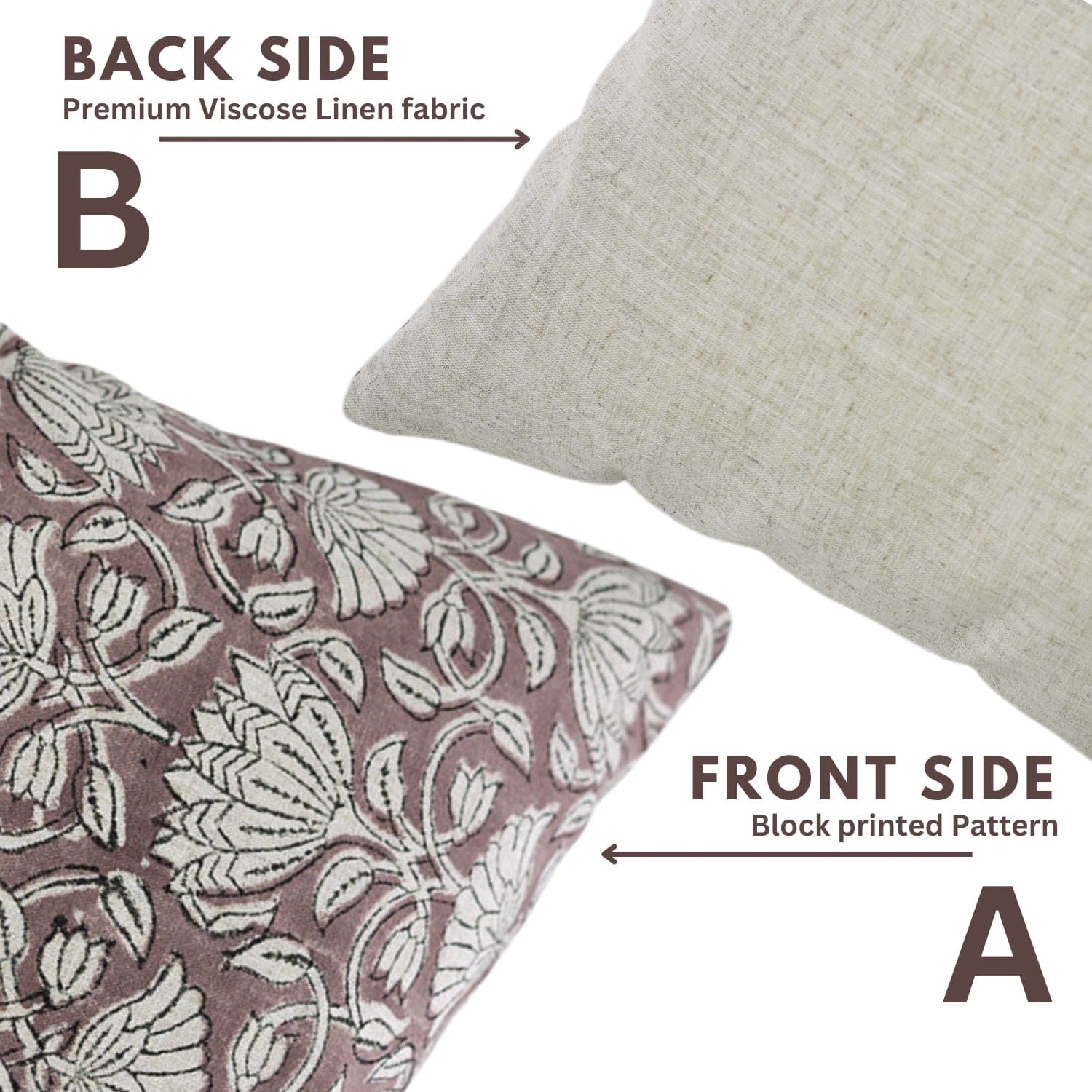 Black Floral Viscose Linen Cushion Cover - Ulta Kamal
