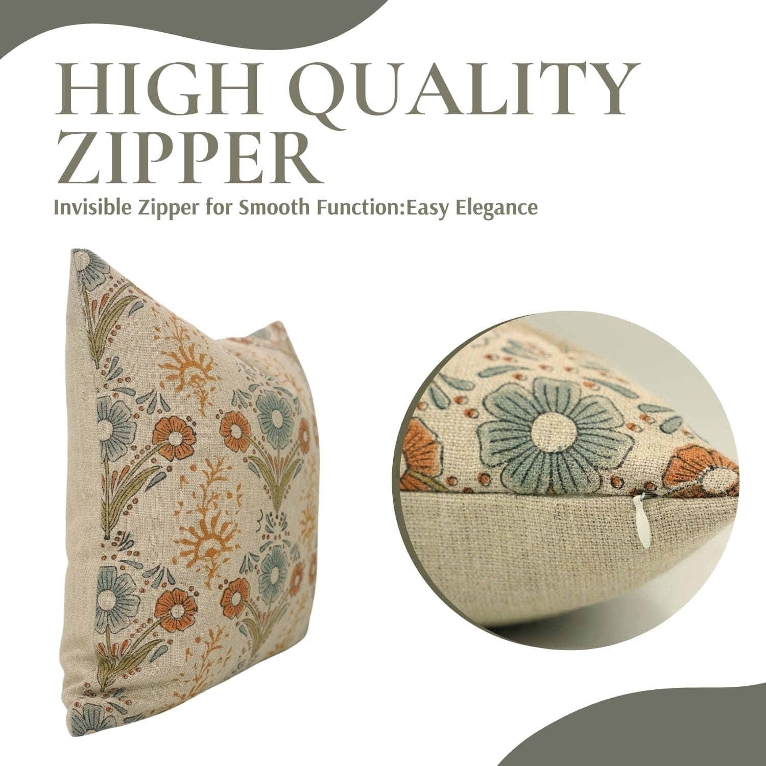 Handmade Orange Floral Vanshika Pillow Cover