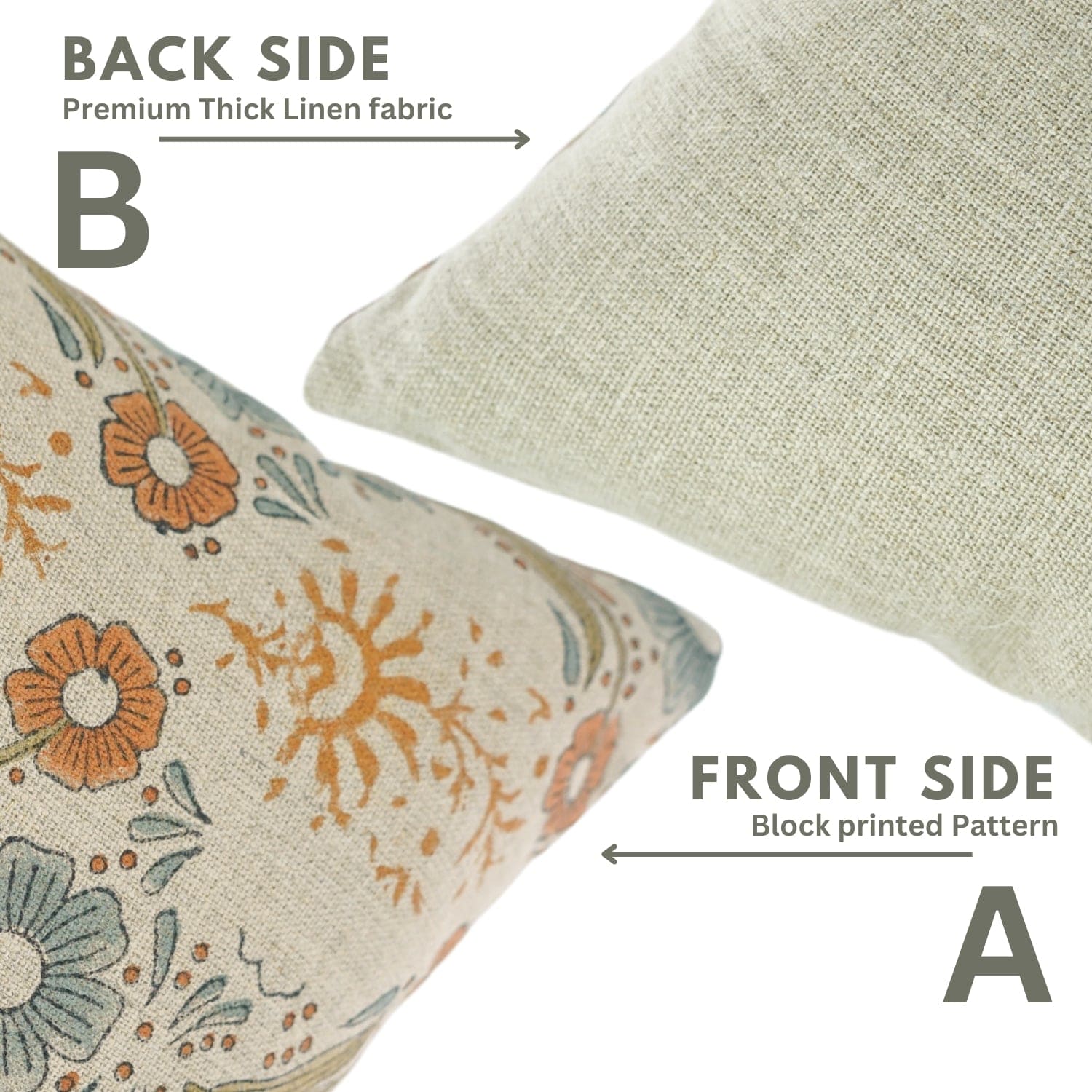 Handmade Orange Floral Vanshika Pillow Cover