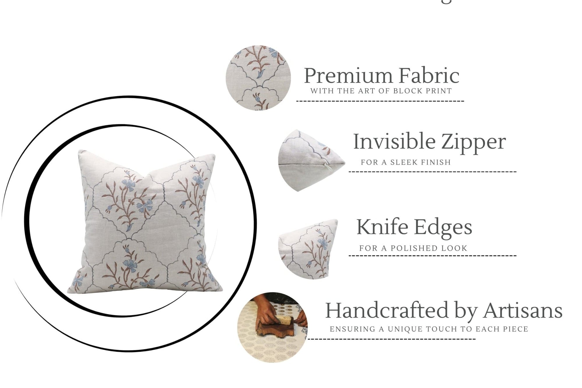 Floral blockprint pillow covers handmade