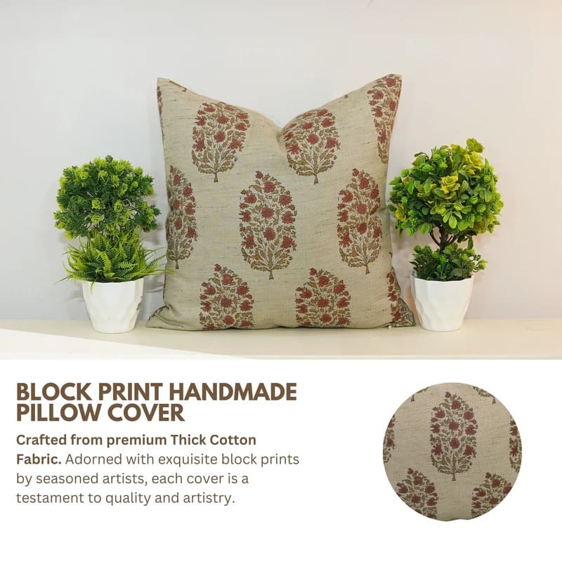 Soft block print pillow cover for sofa or bedroom style