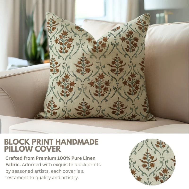 Cotton blockprint throw pillow cover