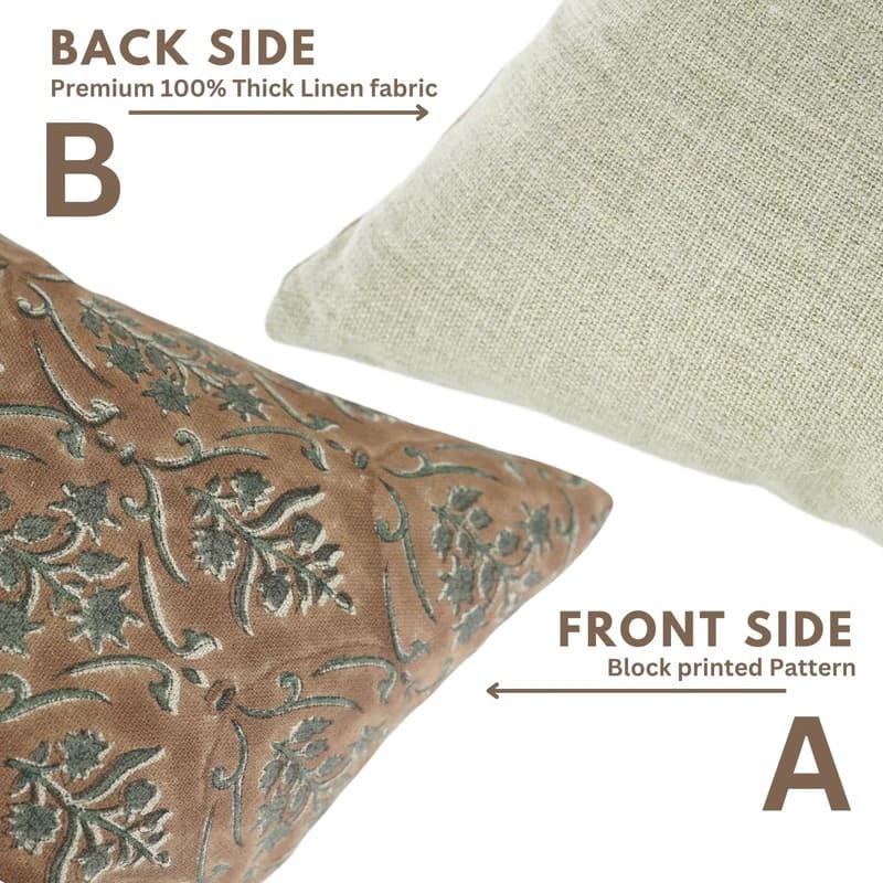 Handcrafted Floral Linen Pillow Cover - Vishal Pushp