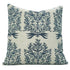 Decorative pillow with blue floral pattern