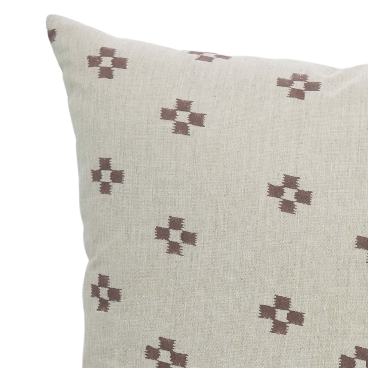 Handblock print cushion cover by Fab Divine in Barfi design, linen blend fabric