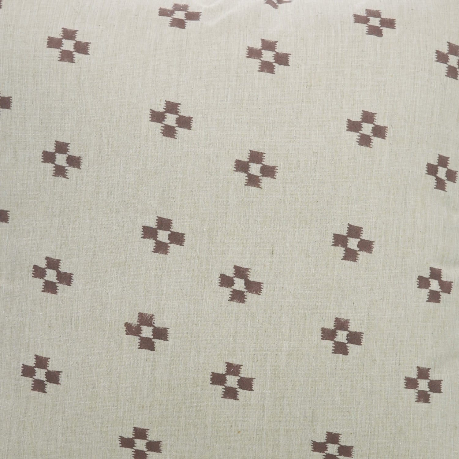 Linen blend cushion cover with Barfi handblock print by Fab Divine