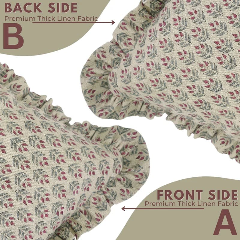 Gray Floral Thick Linen Frill Throw Cover || Alia