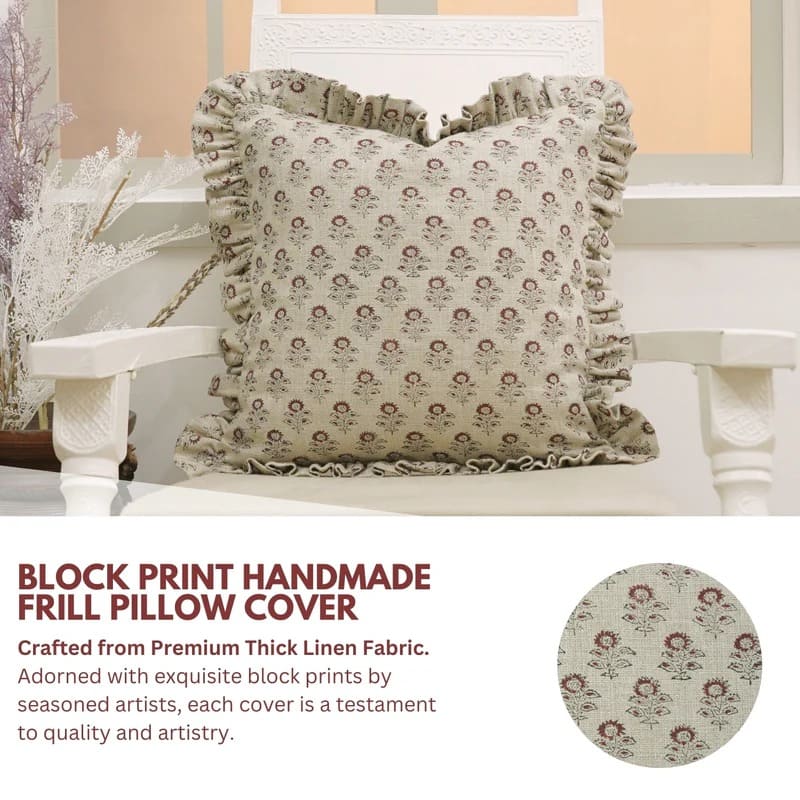 Elegant hand print pillow cover for bedroom accents