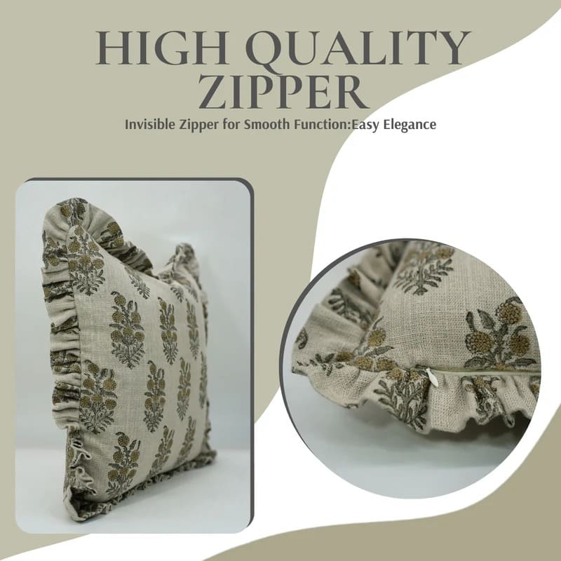 Handmade Linen Frill Cushion Cover - Hajara