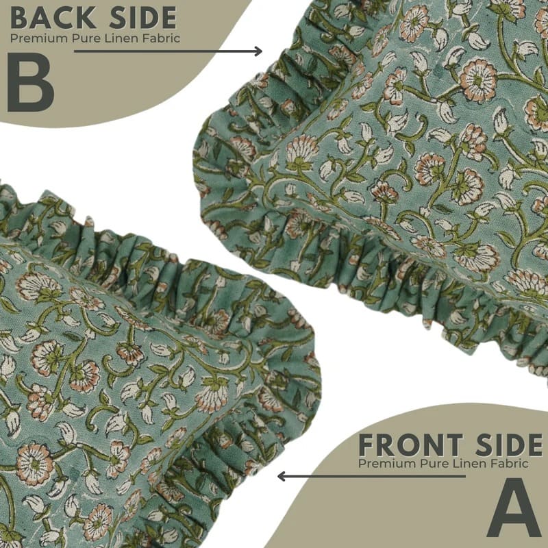 Handmade Floral Linen Frill Pillow Cover – Himachal