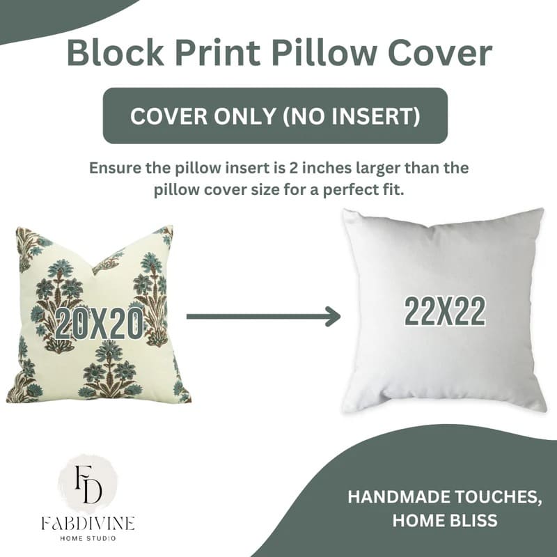 Designer hand print pillow cover, soft and durable fabric