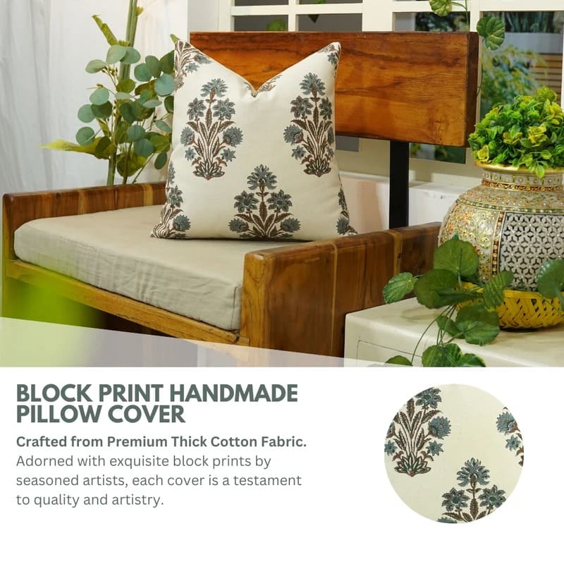 Premium block print pillow cover for living room sofas