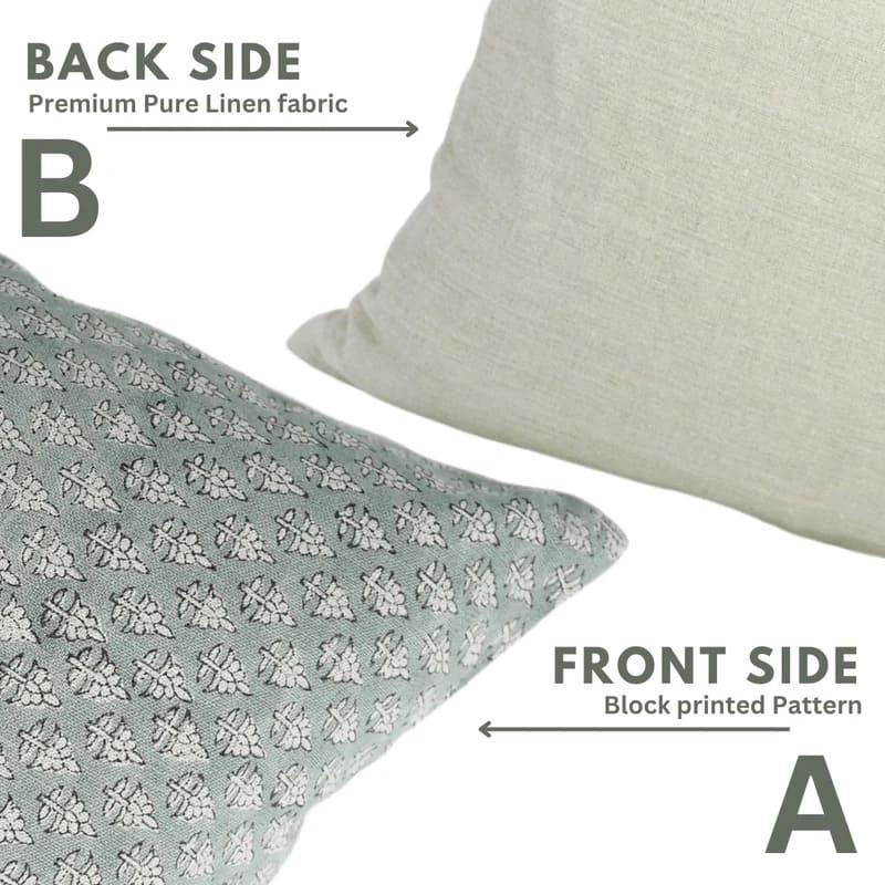 Block Printed Pure Linen Pillow Covers || Riva