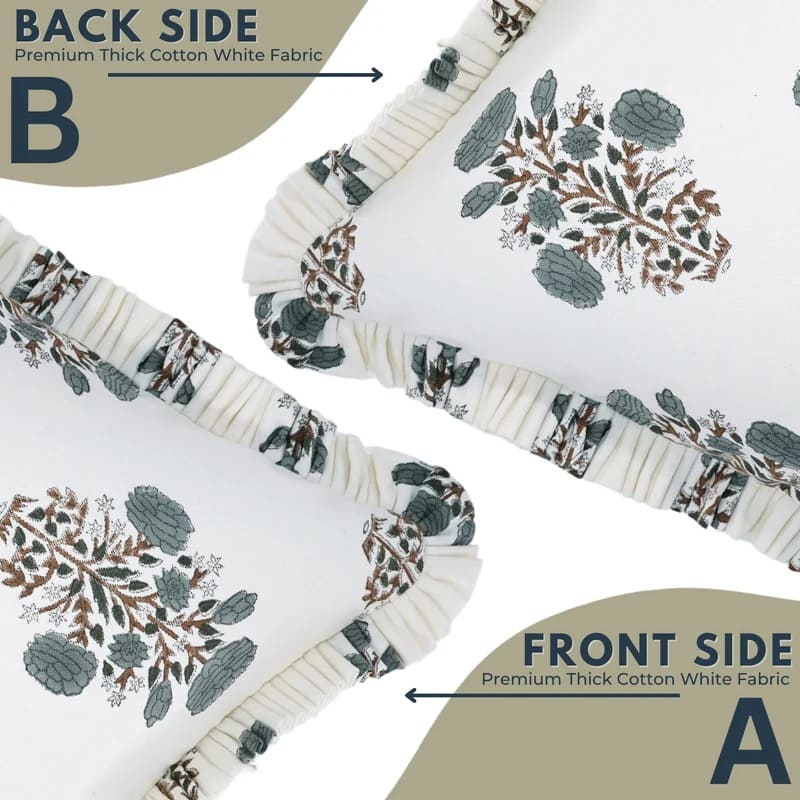 Handmade Floral Frill Cushion Cover - Swadesh