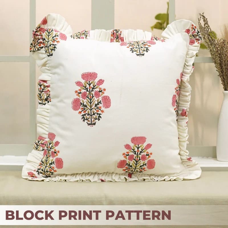 Cotton blockprint accent pillow cover