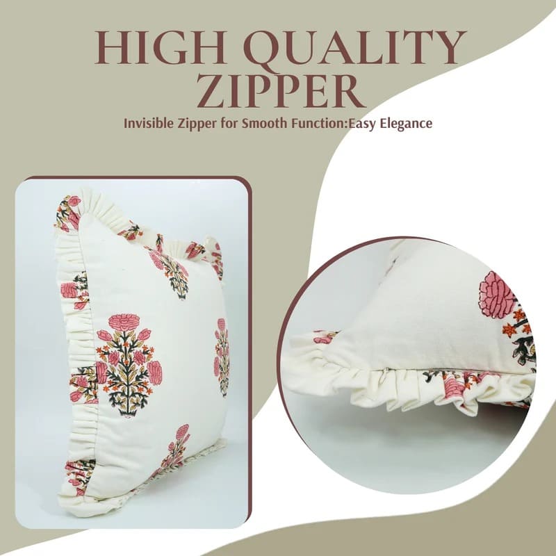 Floral linen throw pillow cover