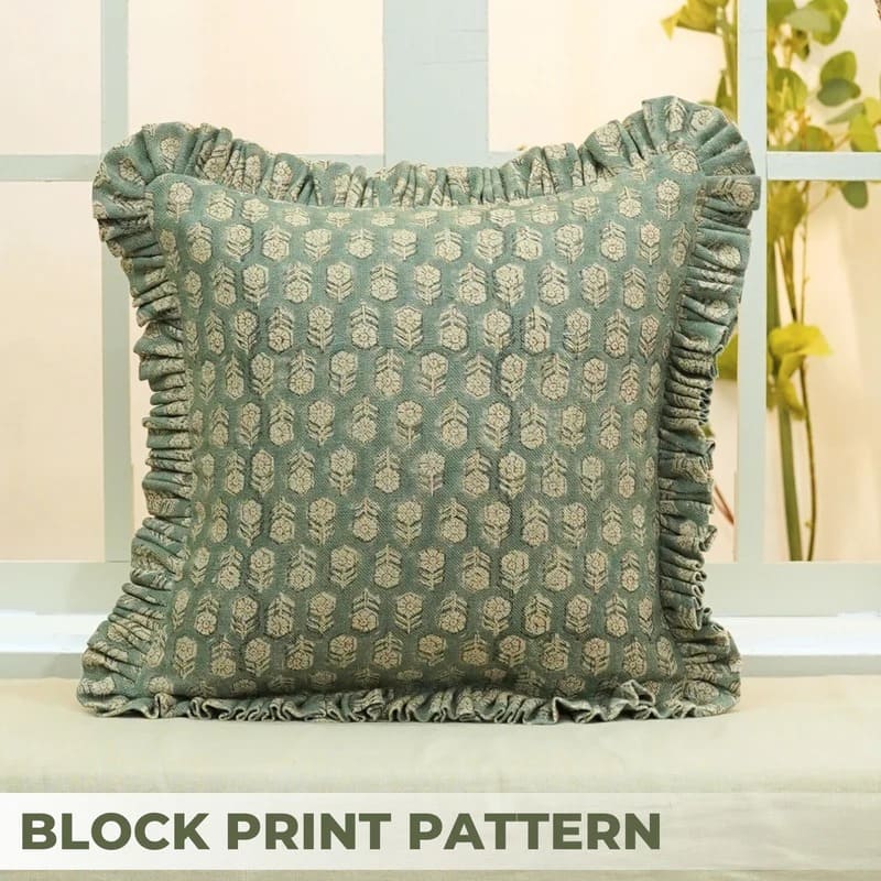 Hand blockprint throw pillow cover
