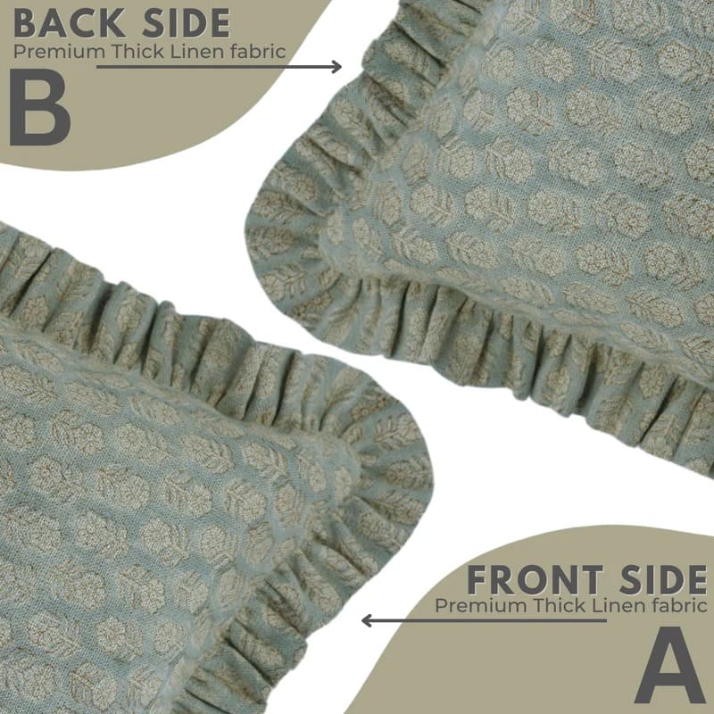 Handmade Gray Floral Frill Cushion Cover || Tulsi Buti
