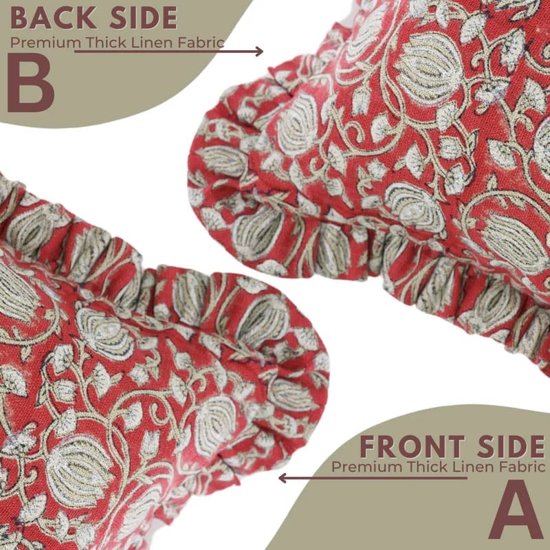 Gray Floral Thick Linen Frill Cushion Cover || 6 Kamal