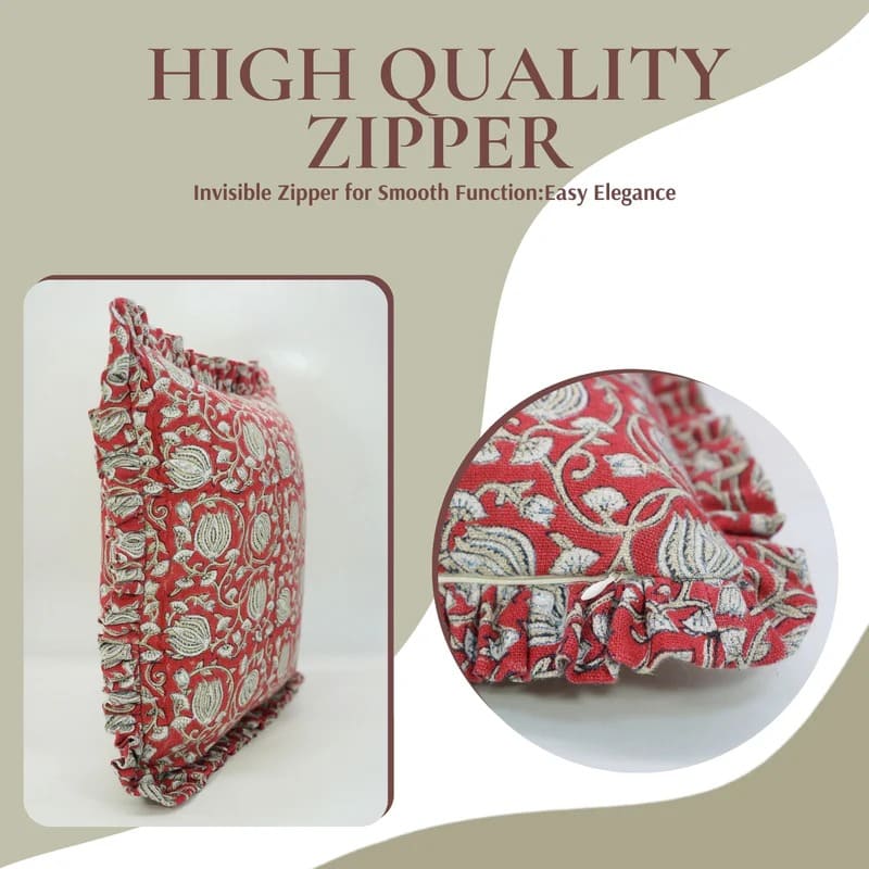 Gray Floral Thick Linen Frill Cushion Cover || 6 Kamal