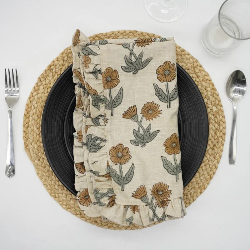 green floral cloth napkins for kitchen table