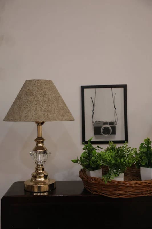 Blue block print lampshade handmade design