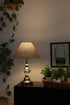Linen drum lampshade with soft neutral tone