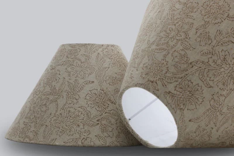Indian artisan lampshade with printed linen