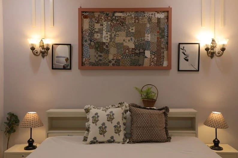 Hand block print lampshade for bedroom lamp